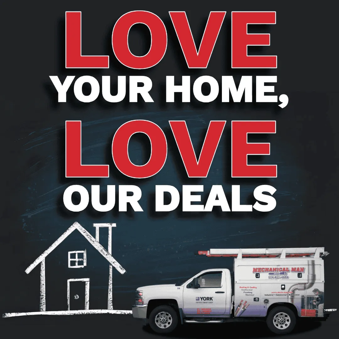 Mechanical Man — [mbr]"Love Your Home, Love Our Deals" Video Ad thumbnail - Facebook spot for a $50-off heating tune-up offer — built around the 'Love Your Home, Love Our Deals' campaign line, with bold typography and mixed visual treatments catching the brand and the offer in one quick read. - Facebook video ad campaign